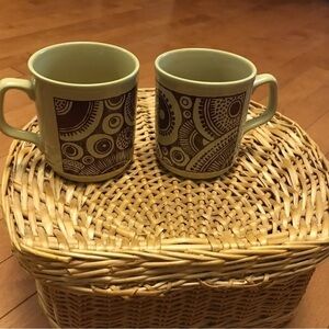 Vintage Pair of Mugs Table Tops Cartwrights Staffordshire England. Tan and Brown